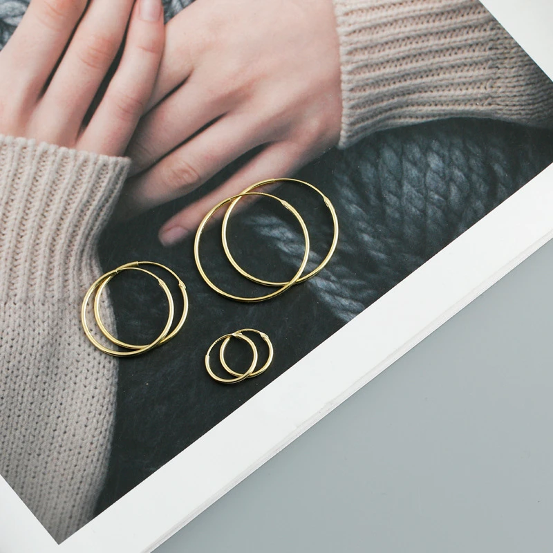 

2021 Trend Simpl Gold Piercing Earrings Pendientes Plata S925 Silver Hoop Earrings for Woman Fine Jewelry Gift Bijoux Femme