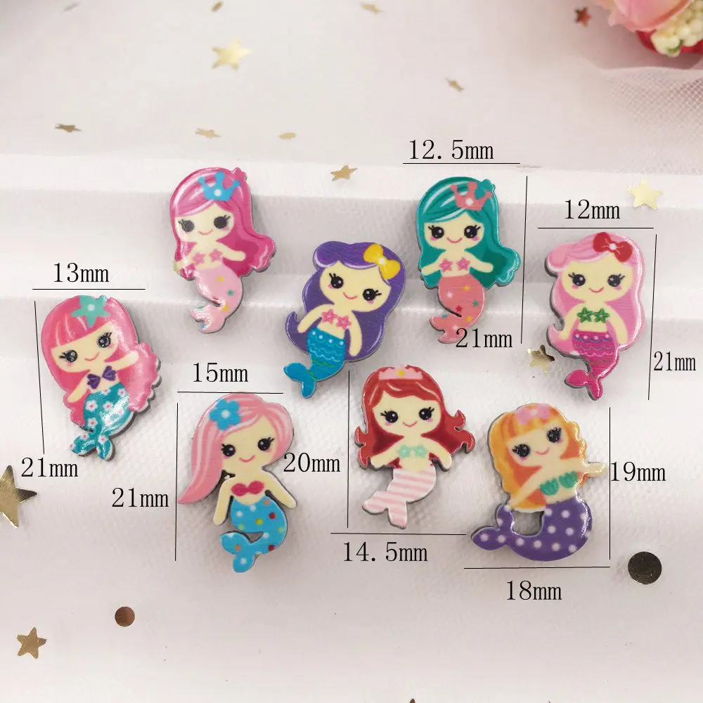 Милые разноцветные акриловые листы русалки с плоской спинкой миниатюрный узор