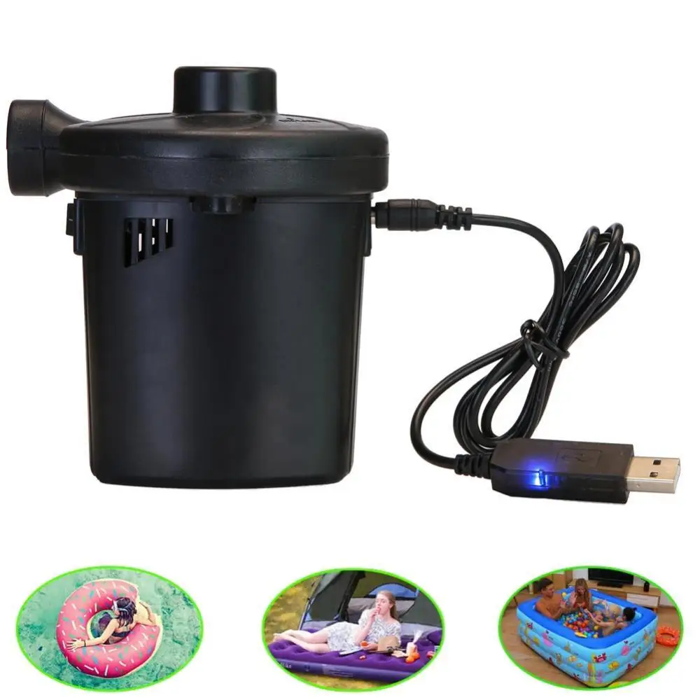 

Hot Sales 50W Electric USB Rechargeable Inflator Household Bed Mattress Swim Pool Air Pump