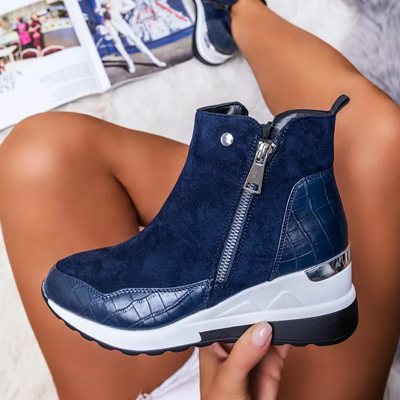 

2021 Winter Women Shoes Fashion Casual Women Shoes Comfortable Zipper Sneakers Waterproof High Top Platform Women Shoes