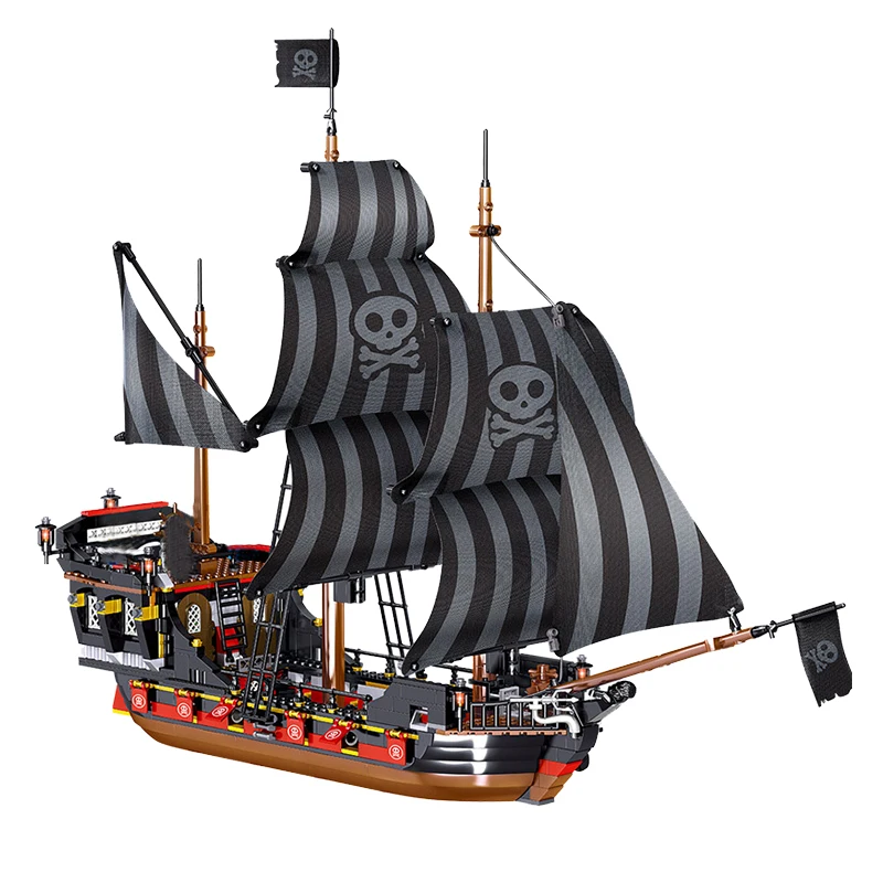 

987pcs Skull Adventure Pirate Ship Building Blcoks the Caribbean Black Pearl Ship Bricks Set Kids Children Classic Toys Gifts