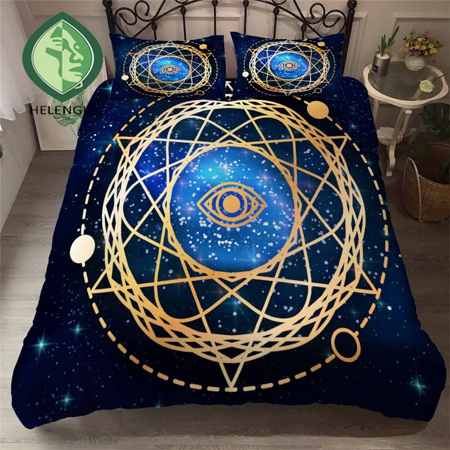 

HELENGILI 3D Bedding Set Magic Alchemy Print Duvet Cover Set Bedclothes with Pillowcase Bed Set Home Textiles #YC-201