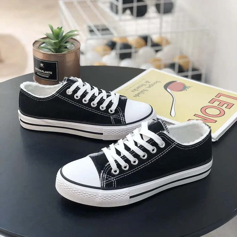 

Canvas Shoes Women's Classic Autumn/Winter Two Cotton High-top All-match Casual Vulcanized Shoes Wear-resistant Woman Sneakers
