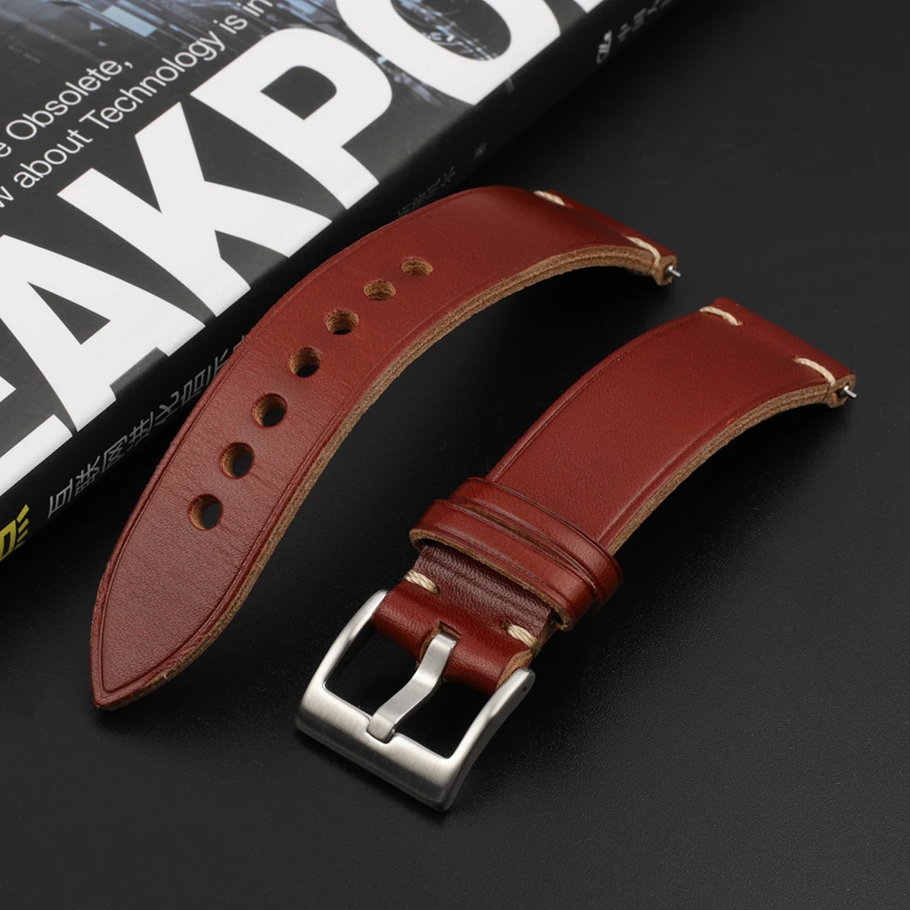 

Vintage Handmade Leather Strap 20mm 22mm Watch Band Brown Blue Wristband Belt Quick Release Watch Accessories For Man #D