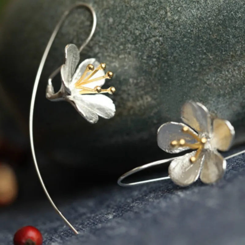 Женские длинные серьги-кисточки в виде цветка из стерлингового серебра 925 пробы