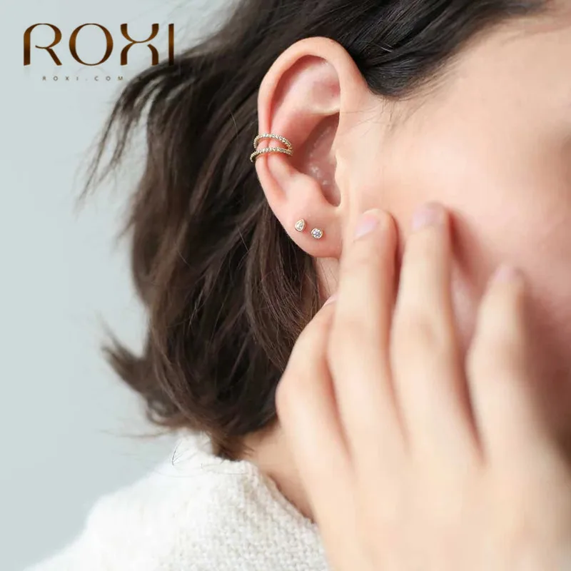 Женские серьги пусеты с кристаллами ROXI форма капли из стерлингового серебра 925