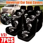 Чехол на переднее автомобильное сиденье с 3D-принтом черепа, универсальный защитный чехол на автомобильное сиденье, подушка на сиденье, полное покрытие для большинства автомобилей, аксессуары для внедорожников