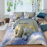 polar bears bedding set queen 3d cute cartoon printed duvet cover bedclothes 23pcs home textiles luxury kids adult bedspread