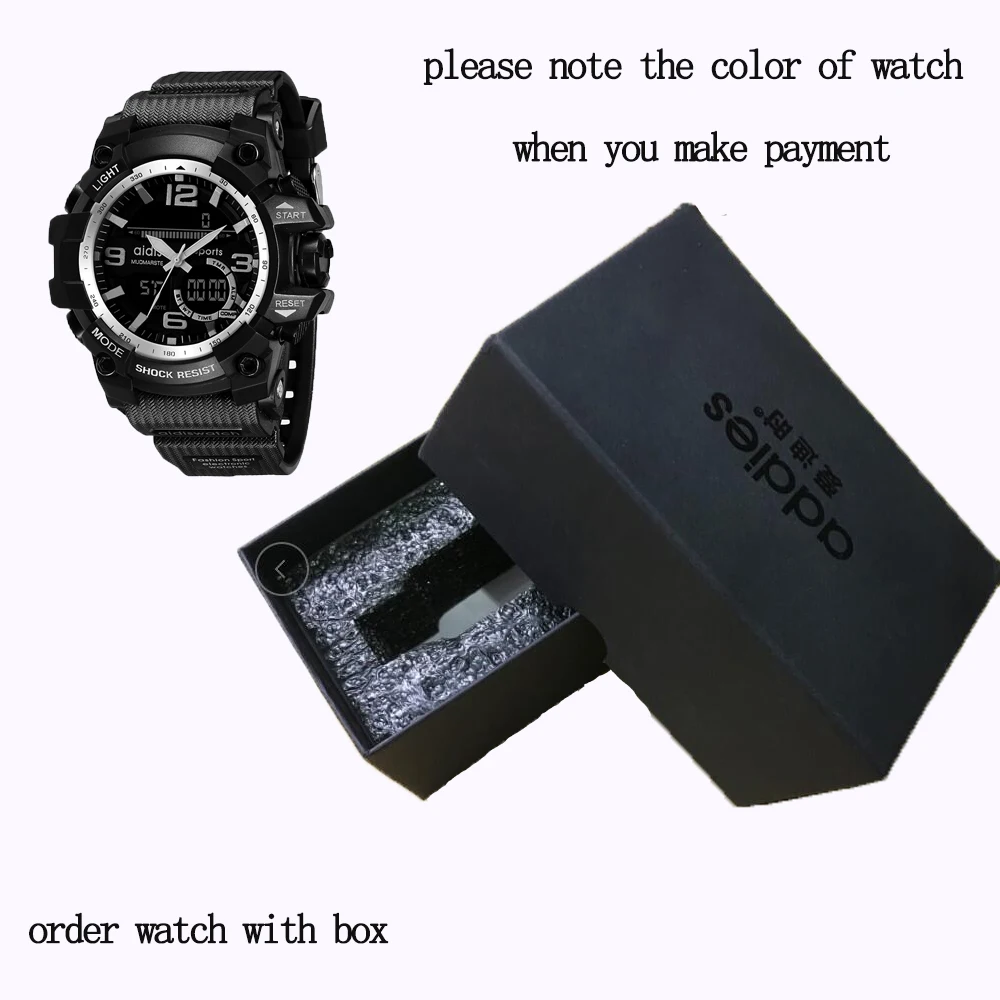 WHITE-with box Адди мужские часы G стиль мужские спортивные часы светящиеся часы мужские спортивные водонепроницаемые 30 метров Водонепроницаемость - Цвет: WHITE-with box