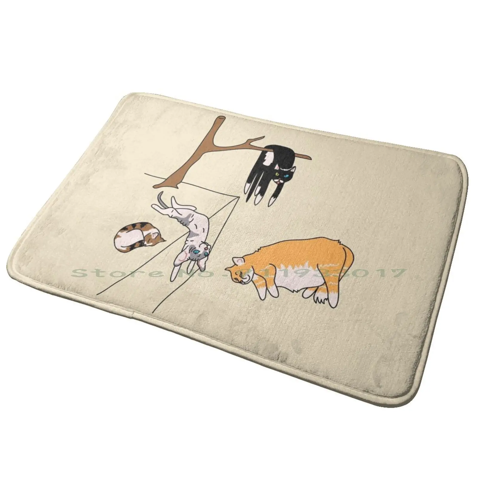 

Dalí's Cats Entrance Door Mat Bath Mat Rug Kitten Kitty Salvador Dali Humor Pet Pussycat Cute Artsy Surrealism Cats Anti-Slip