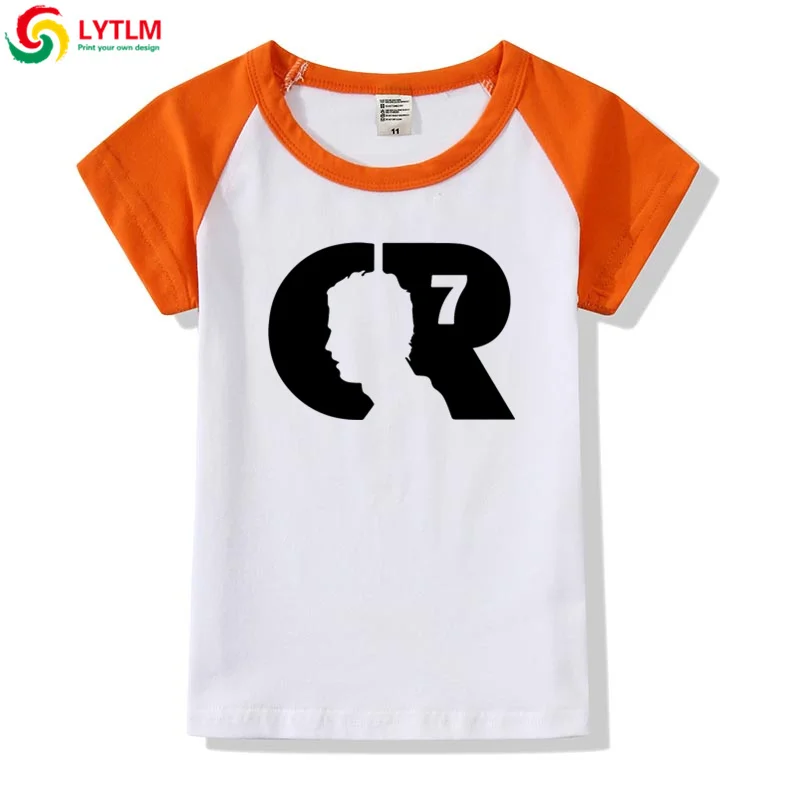 LYTLM Cristiano Ronaldo/футболки для мальчиков-подростков детские топы для девочек, Camiseta, рубашки для девочек детская футболка для девочек, детская одежда - Color: DXCJ LYCRA Orange