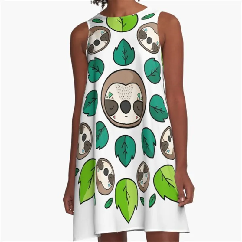 

Fashion Women summer dresse llama PORTRAIT Printed A-Line Boho Dress for women harajuku Sexy ladies mini short beach dress