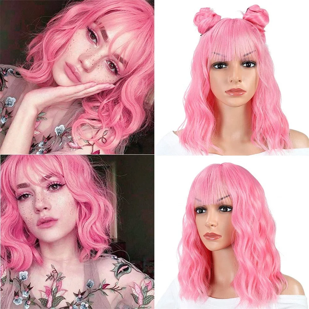 

Парик женский короткий длиной 14 дюймов, с челкой, из синтетических волос