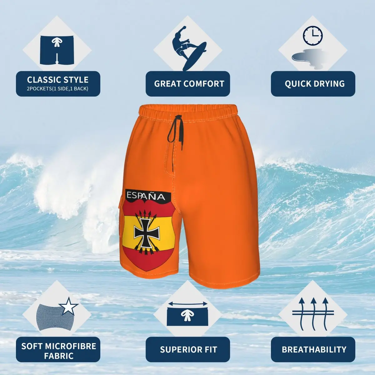 

Unofficial Badget Of The Blue Division Promo Male Shorts Pocket beach pants Beach R323 Breathable Quick Dry Print Hot Sale