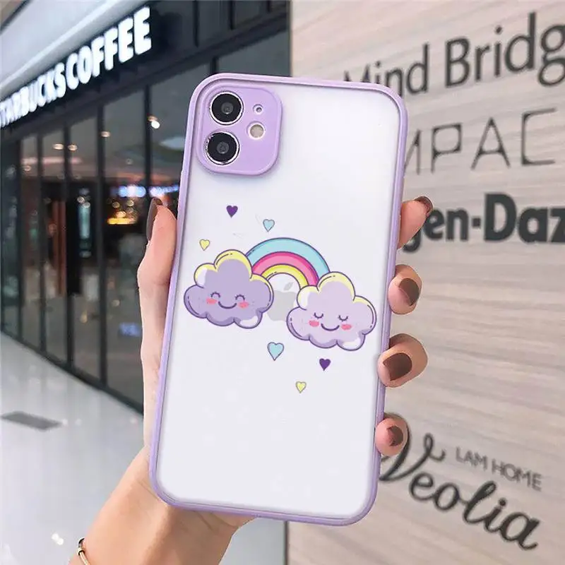 

rainbow clouds cartoon cute Phone Cases matte transparent For iphone 7 8 11 12 plus mini x xs xr pro max luxury brand cover