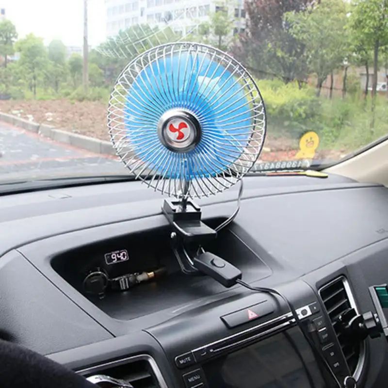 DC 12V/24V Mini Electric Auto Car Fan Low Noise Clip-on 25W Summer Cooling Fan Truck Vehicle Wind Air Cooler Conditioner Fans
