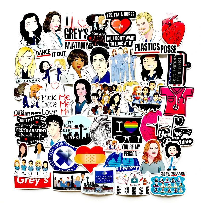 50 шт./компл. ТВ показать Анатомия забавные ПВХ Скрапбукинг для Чемодан ноутбук
