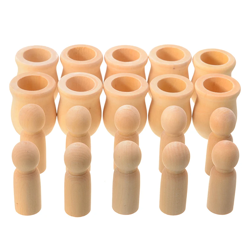 10 шт. ООН Краски ed деревянный колышек куклы Сделай Сам дерево ремесло людей