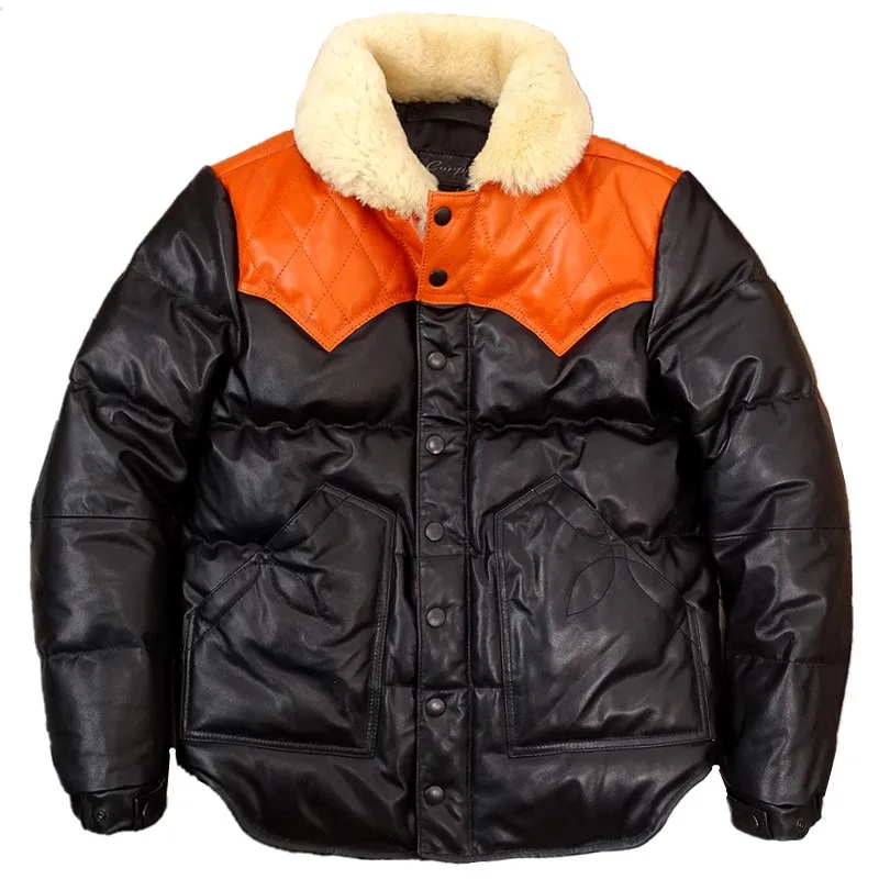 

The orange!Collars color matching leather down bread