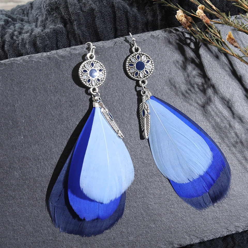 Элегантные серьги в стиле бохо ручной работы с красным пером 2019 Висячие для