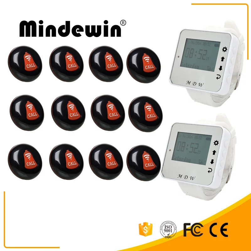 Mindewin беспроводной настольный звонок для ресторана система вызова пейджер 2 шт.