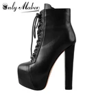 Женские замшевые ботинки Onlymaker, ботильоны на платформе и высоком квадратном каблуке, на шнуровке, с круглым носком, для вечеринки