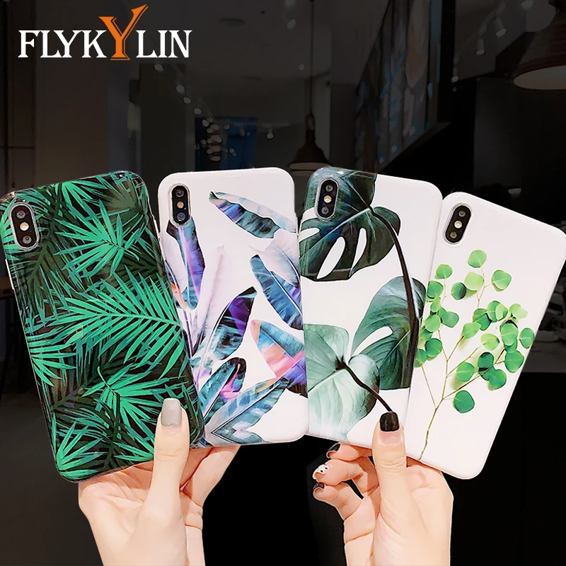 FLYKYLIN Art Leaf чехол для iPhone 6 S 7 8 Plus X XS Max XR задняя крышка мягкий IMD силиконовый