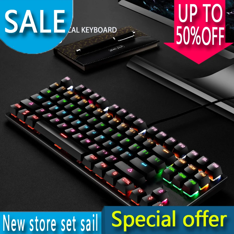 Игровая механическая клавиатура 87 клавиш смешивать с подсветкой светодиодный