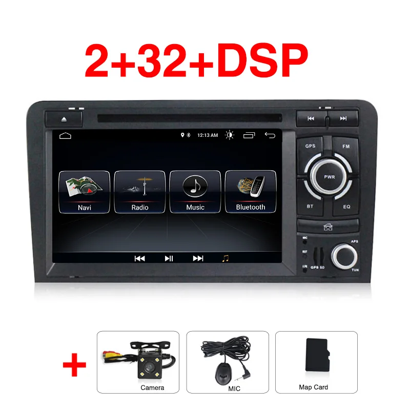 1024X600 Android 9 2 din автомобильный dvd gps навигатор для Audi A3 S3 2003-2013 автомобильный радио мультимедиа aoturadio плеер сенсорный экран - Цвет: 32G