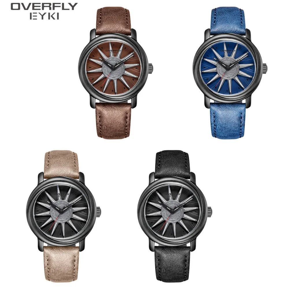 

NO.2 Brand Men Rotation Watches Man Watches Military Waterproof Men's Watch Male Trend Leather PU Trend Creative Wristwatch