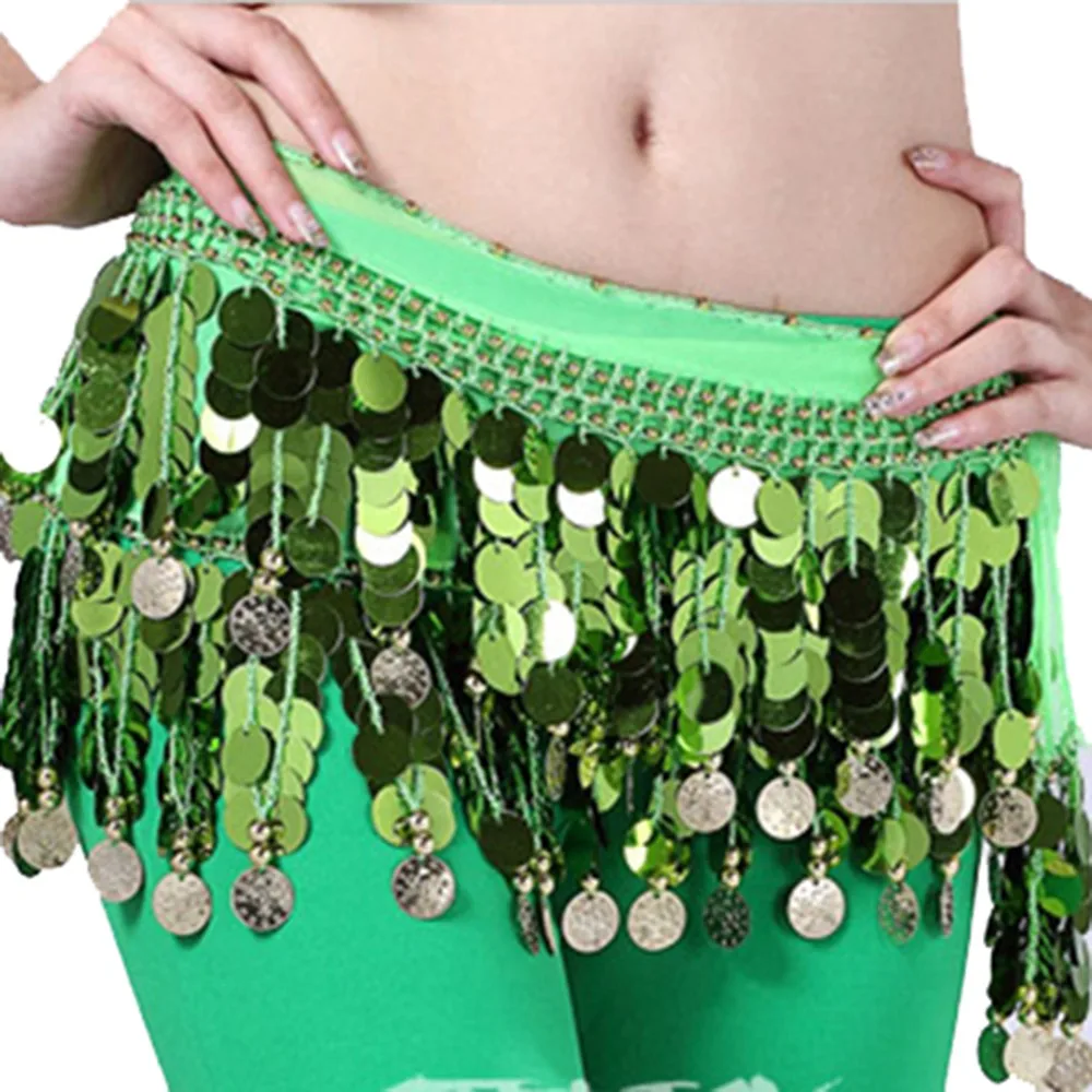 Thailand/India/Arab Dancer Skirt Women Sexy Belly Dance Hip Scarf Wrap Belt Dancer Skirt Female Show Costume Sequins Tassels