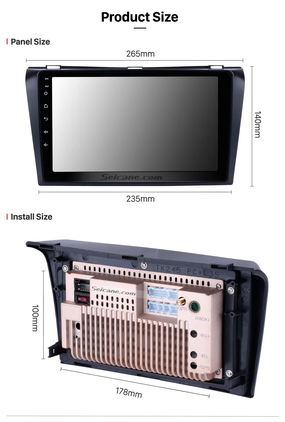 Seicane Bluetooth gps Навигации 2din Android 8,1/9.0Car радио с для 2004-2009 Mazda 3 Поддержка WI-FI Резервное копирование USB камера DVR