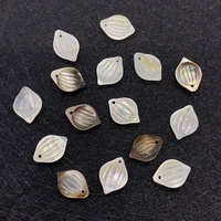 natural sea shell pendant leaf shape carved white black shell two color scattered bead necklace pendant jewelry accessories 2pcs
