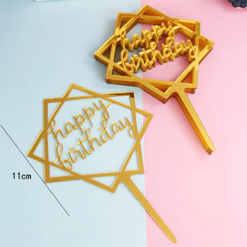 10 шт./компл. акриловый Топпер для торта золотой украшение вечеринки в честь Дня