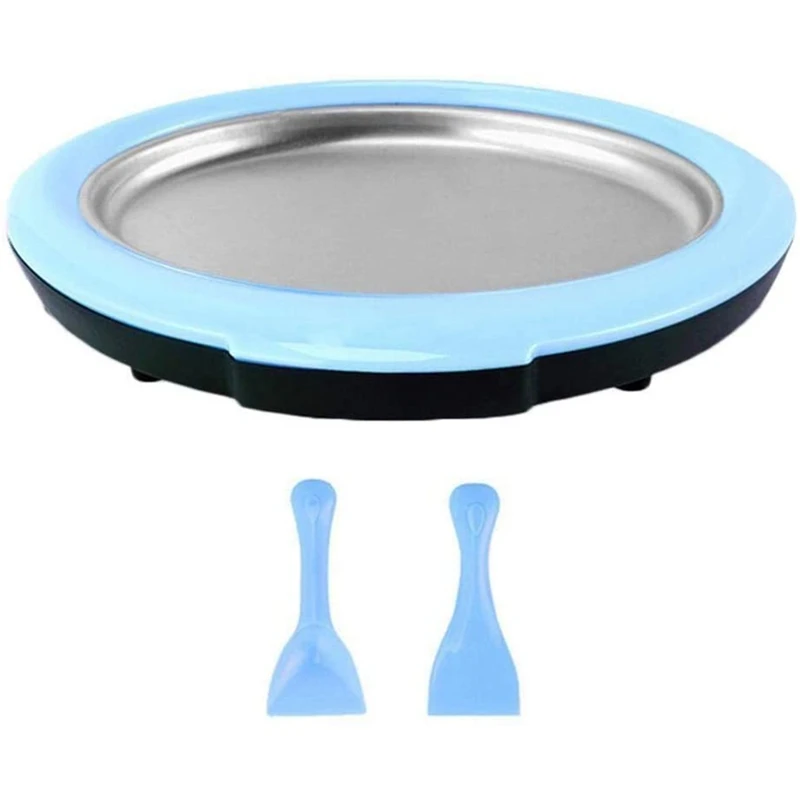 

Rolled Ice Cream Maker - Instant Ice Cream Maker Pan with 2 Spatulas, Round Sweet Spot Ice Cream Maker for Kids Blue