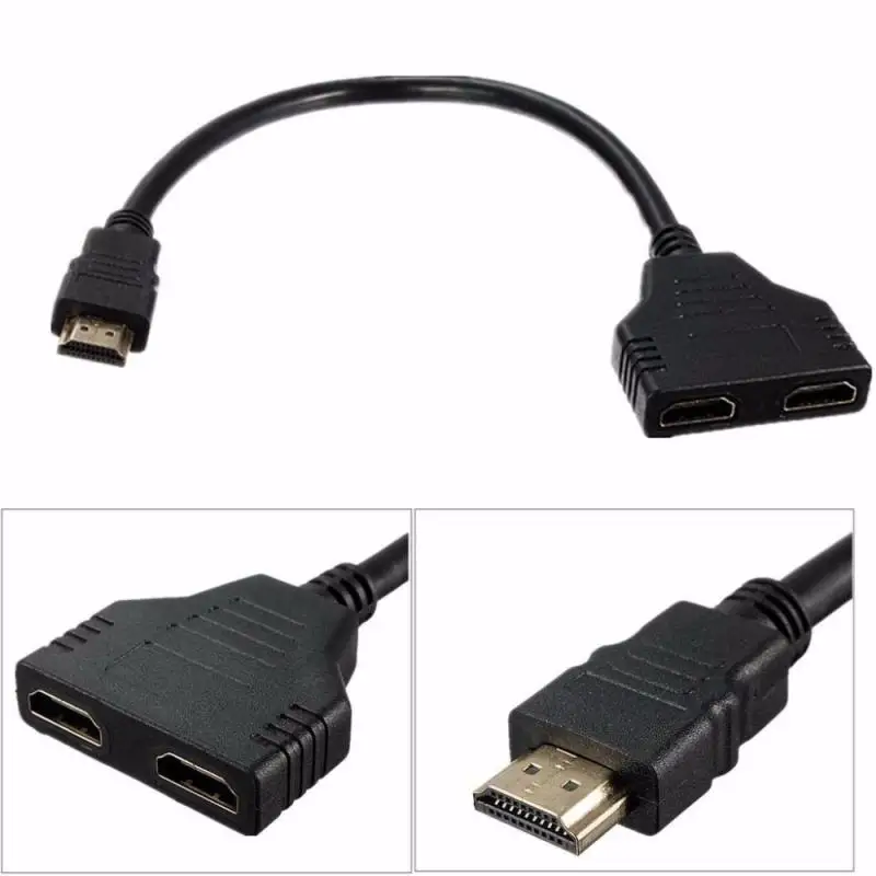 Разветвитель переходник 1080P HD HDMI со штекером на 2 гнезда 1 в выхода| |