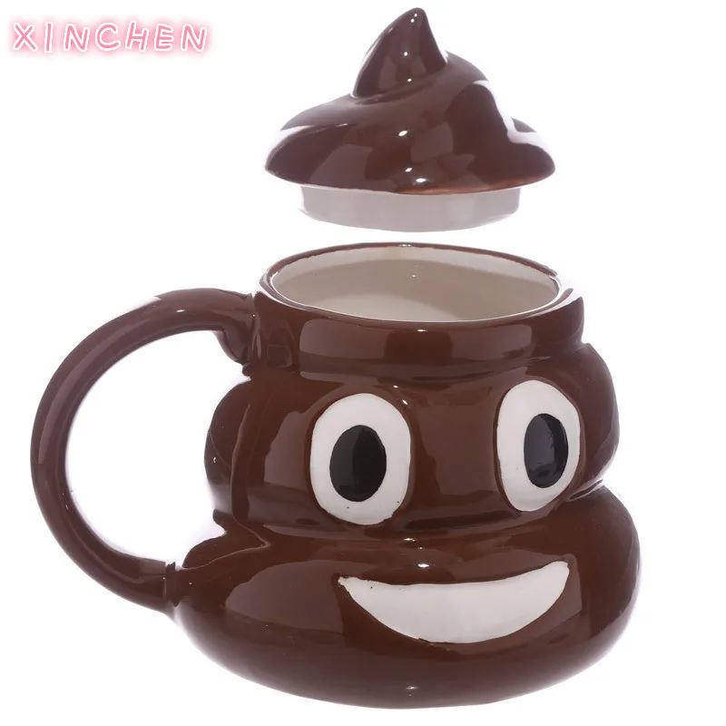 

Funny Poop Coffee Cups and Mugs Cartoon Smile Coffee Milk Mug Porcelain Water Cup with Handgrip Lid Tea Cup Office Drinkware