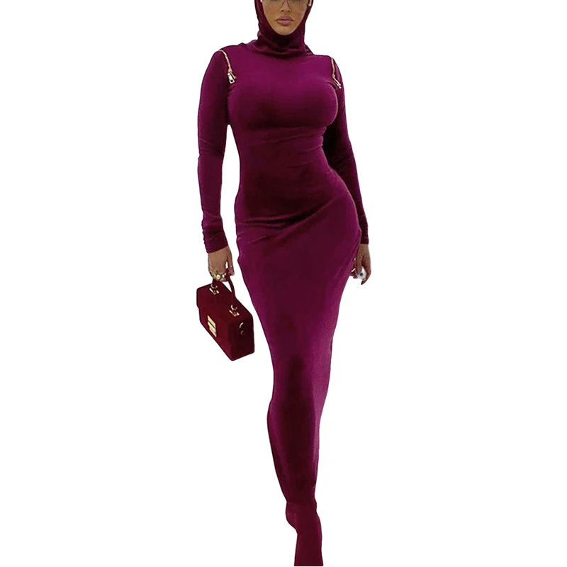 

Kayotuas Women Dress Spring Autumn New Fashion Bag Hip Wrap Turtleneck High Collar High Waist Ladies Casual Chic Streetwear