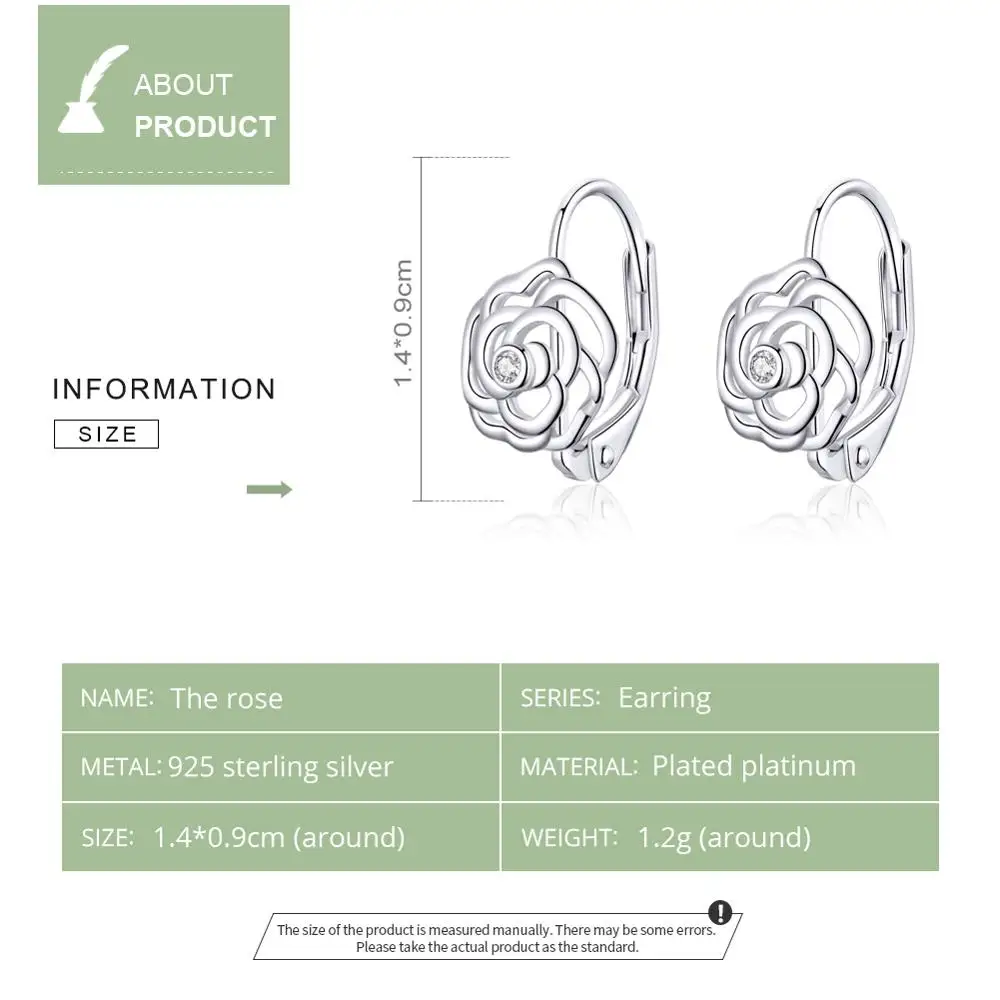 Серьги-каплевидки с розами из стерлингового серебра 925 пробы с деликатным подвесом из циркония для женщин на свадебные украшения WOSTU CQE745.
