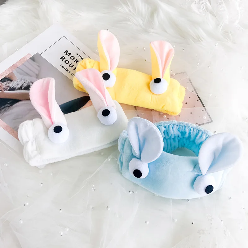 

Sesame Street Big Eyes Bunny Ears Plush Headband Elastic, Makeup Face Wash Cartoon Hair Bands for Women