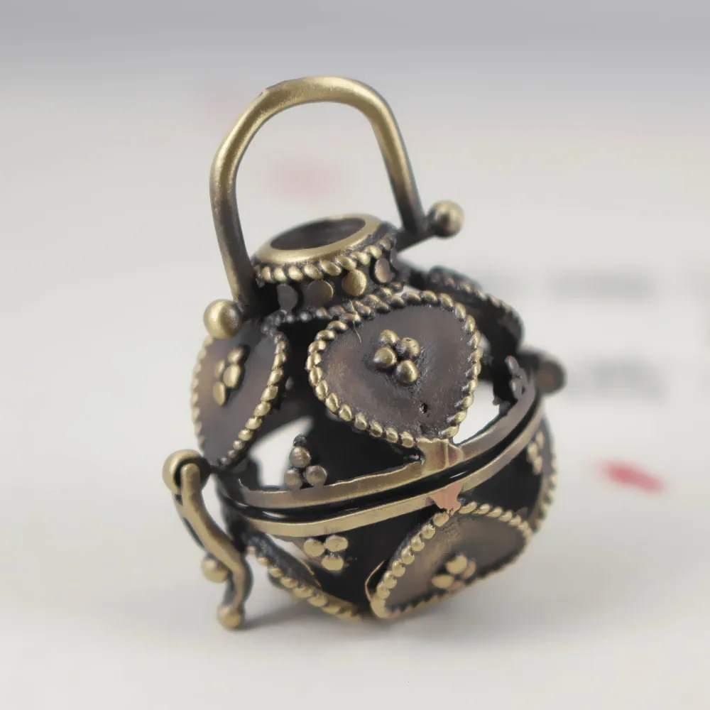 Античная бронзовая Щетка латунная желанная молитва круглая коробка медальон