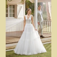 wedding dress classic white v neck a line bridal gowns tulle floor length lace sleeveless backless bride gown %d1%81%d0%b2%d0%b0%d0%b4%d0%b5%d0%b1%d0%bd%d0%be%d0%b5 %d0%bf%d0%bb%d0%b0%d1%82%d1%8c%d0%b5