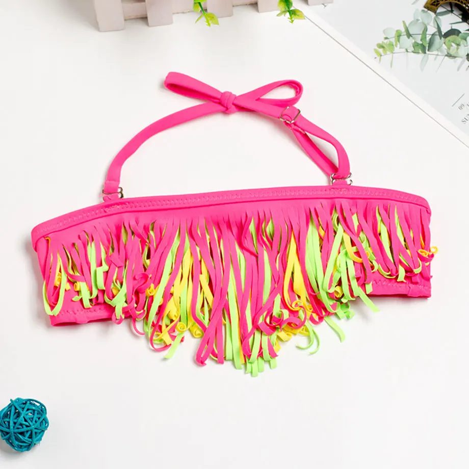 Купальный костюм для девочек-подростков комплект бикини с кисточками бандажный