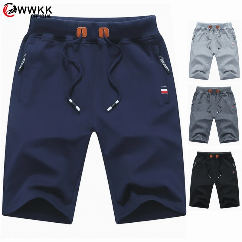 Мужские хлопковые шорты свободные повседневные черного синего серого цвета на