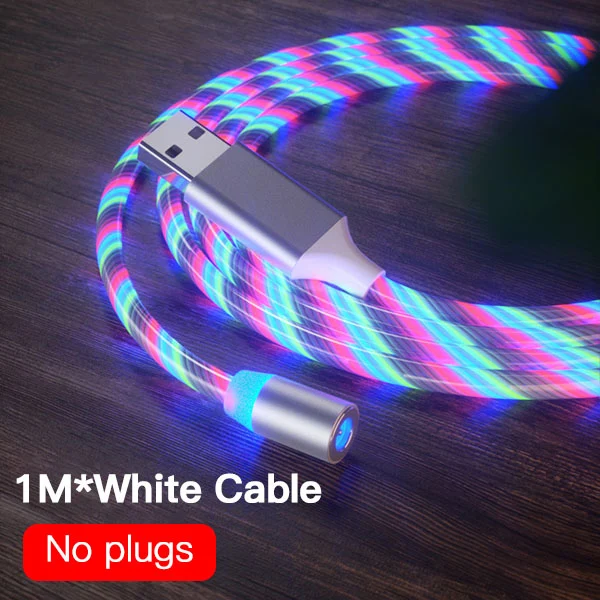 Only White Cable 1M ACCEZZ Магнитный кабель для быстрой зарядки светодиодный кабель Micro usb type C для iPhone X 7 8 11 XS samsung Магнитный шнур для Android - Цвет: Only White Cable 1M