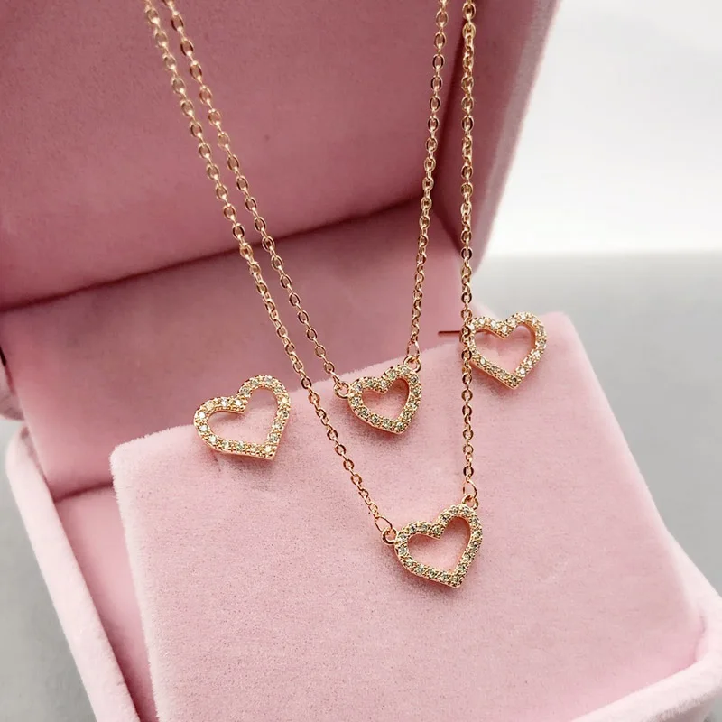 Vanifin модное ювелирное изделие Двухслойное полое сердце круг циркон микро