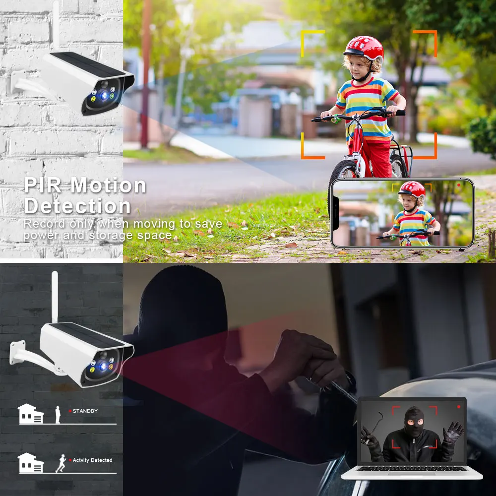IP Camera WIFI Security Solar 1080P 2MP HD Tuya Smart Life Outdoor Video CCTV Surveillance Wireless Battery Cam 128G SD | Безопасность и