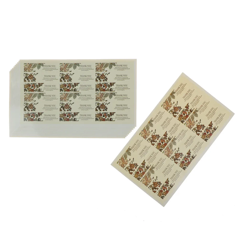 

180 Pcs/lot Baking Sealing Label Flower Thank You Kraft Sticker DIY Work Gift Adhesive Stickers