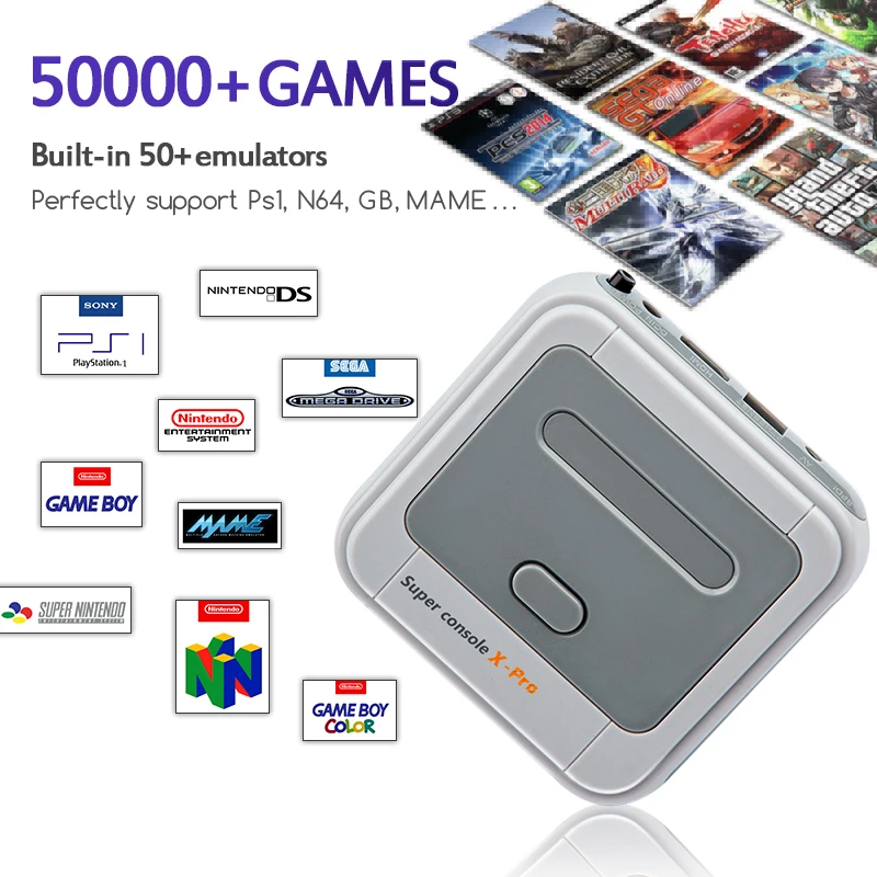 Мини-игровая ретро-консоль X Pro 4K TV HD с Wi-Fi 50000 + игр для беспроводных контроллеров