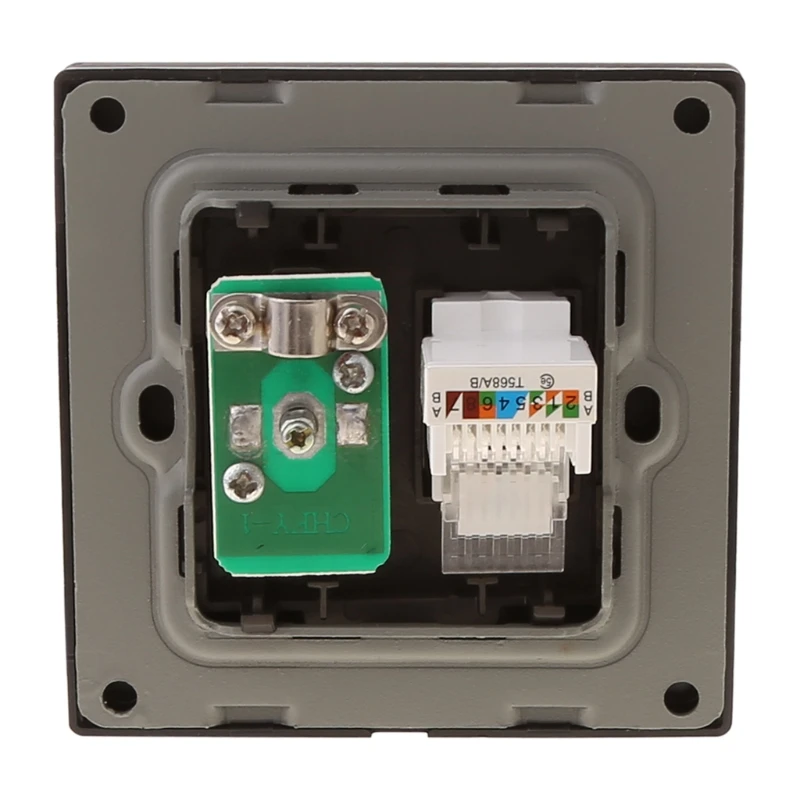 

RJ45 Wall Internet Socket With TV Outlet Stainless Steel Brushed Silver Panel